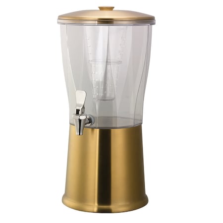 Service Ideas Beverage Dispenser, Round, 3 Gallon with Infuser Tube, Stainless Steel, Vintage Gold CBDRT3VGSS